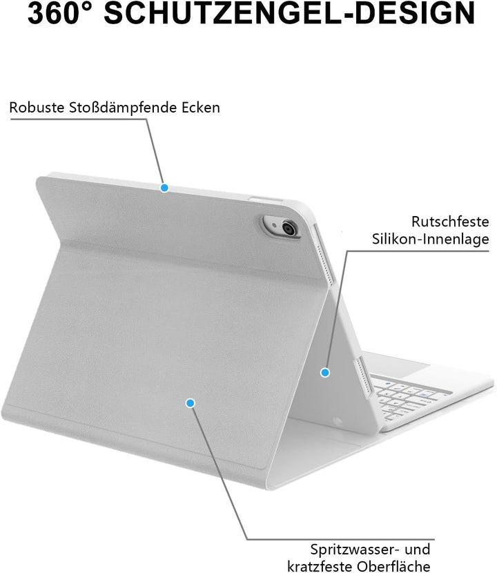 JADEMALL Für iPad Hülle mit Tastatur für 11./10. Gen (2025/2022) – Mit Präzisions-Touchpad, Abnehmba