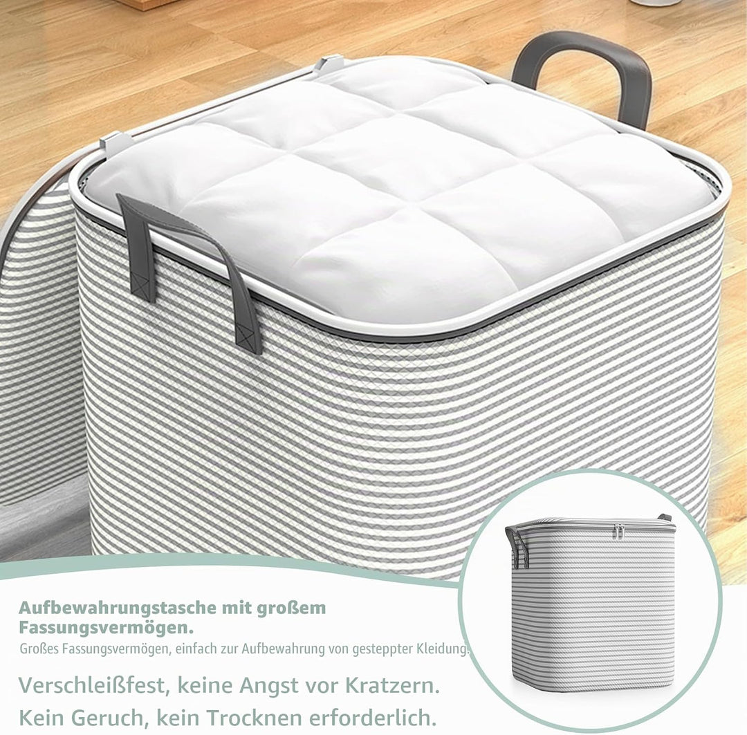 GOMETY 2 Stücke180L Aufbewahrungstasche Gross, Aufbewahrungsbox mit Deckel für Kleidung und Steppdec