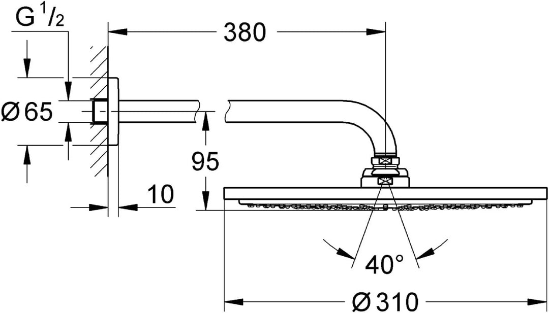 GROHE Rainshower Cosmopolitan 310 - Kopfbrauseset (380 mm, wassersparend, langlebige Oberfläche), ch