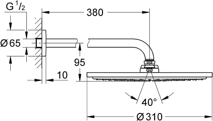 GROHE Rainshower Cosmopolitan 310 - Kopfbrauseset (380 mm, wassersparend, langlebige Oberfläche), ch