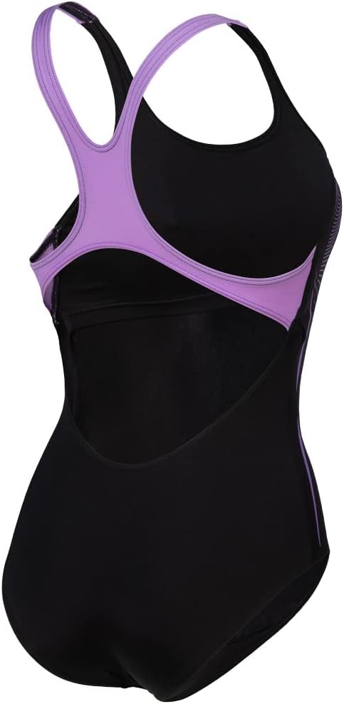 ARENA Damen Women's Swimsuit Swim Pro Back Graphic Lb One Piece Swimsuit 42 Black-lavanda, 42 Black-