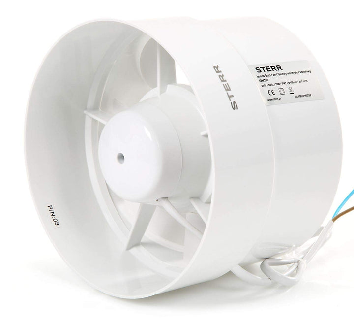 STERR IDM150 Rohrventilator 150 mm - Rohrlüfter - Hohe Qualität - Leise - Für Bad WC - Küche - Gewäc