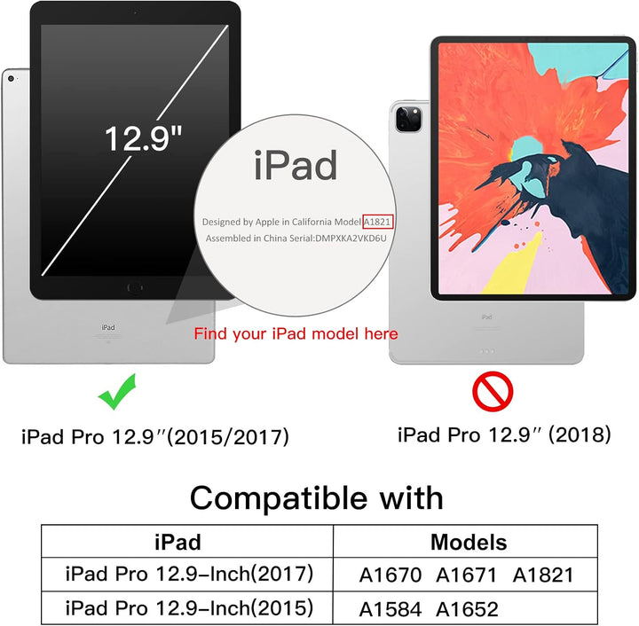 JETech Hülle für iPad Pro 12,9 (1. und 2. Generation, Modell 2015 und 2017), Schutzhülle mit Auto Sc
