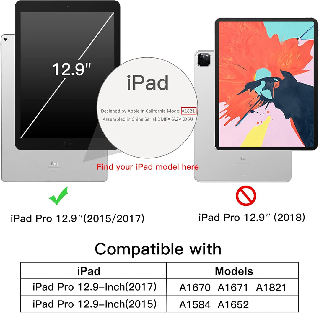 JETech Hülle für iPad Pro 12,9 (1. und 2. Generation, Modell 2015 und 2017), Schutzhülle mit Auto Sc