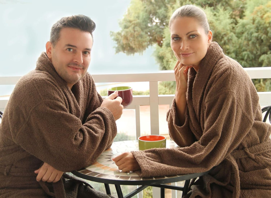 LEBENGOOD Bademantel für Damen, Herren, Unisex, Frottee 100% Baumwolle, Weicher Morgenmantel Dusche,