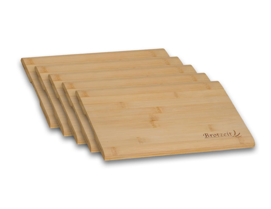 Kesper | 5er Pack Brotzeitbrett| Bambus | 32 x 21 cm extra gross | mit Einbrand Brotzeit | FSC-zerti