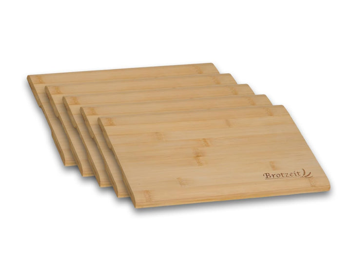 Kesper | 5er Pack Brotzeitbrett| Bambus | 32 x 21 cm extra gross | mit Einbrand Brotzeit | FSC-zerti