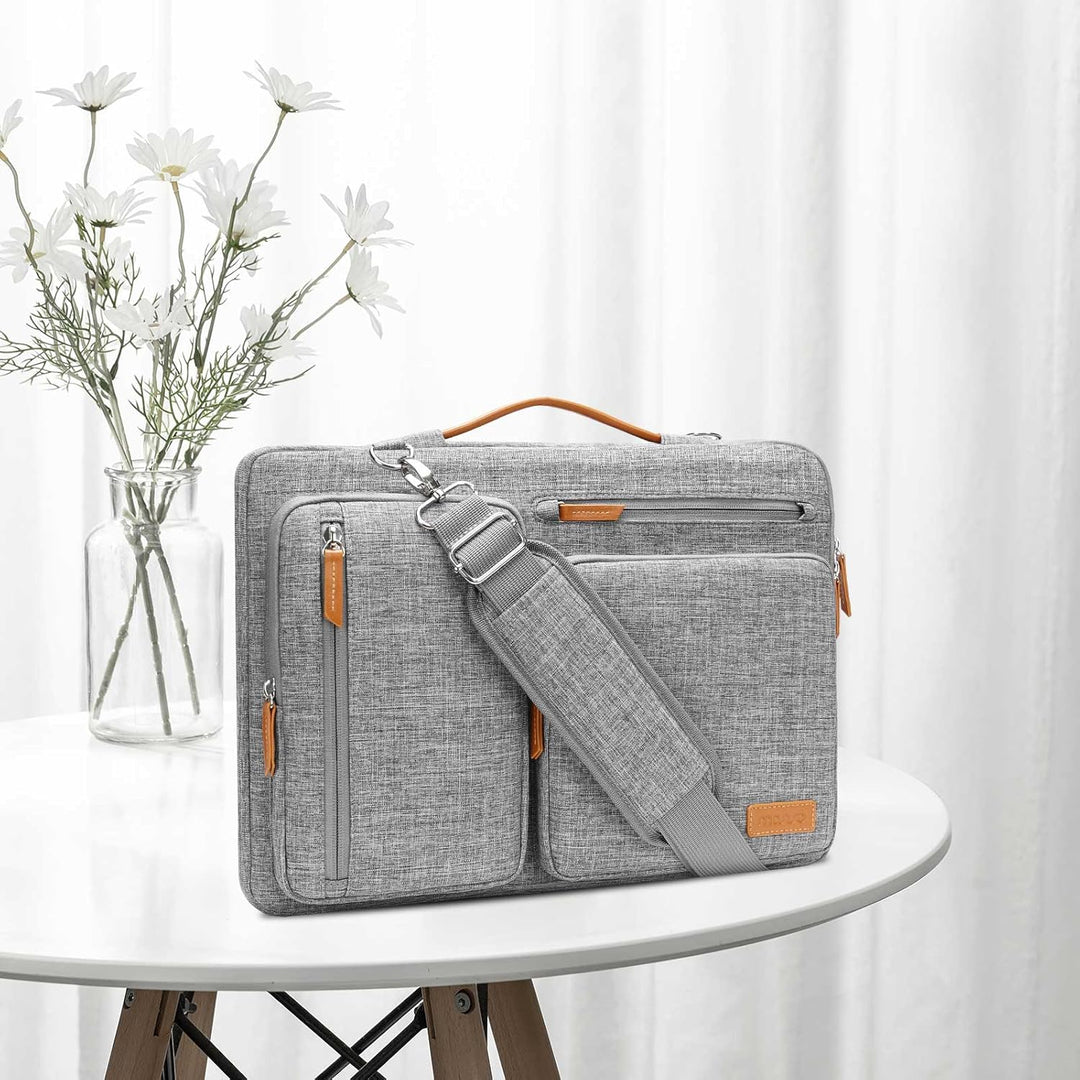 MOSISO 360 Laptoptasche, Wasserdicht Laptop Schultertasche, Stossfest Umhängetasche mit 4 Reissversc