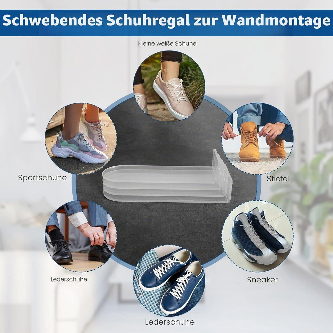 Schwimmende Regale für Schuh Halter Montiert ein der Wand 8 Set, Schwimmende Regale Aus Durchsichtig