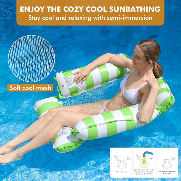 Aufblasbare Pool-Schwimmer-Stuhl-Lounge für Erwachsene und Kinder, die Schwimmen, Streifen-Muster-Sc