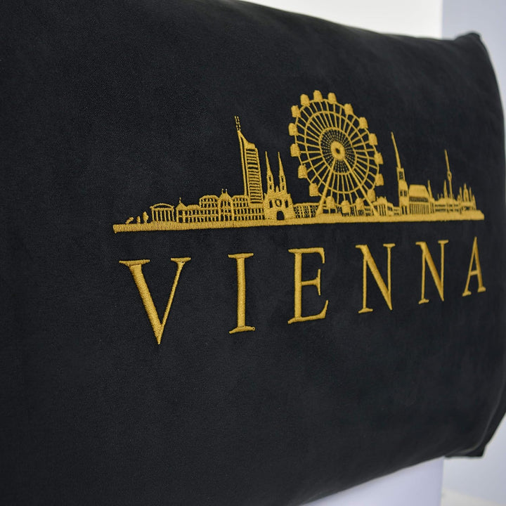 EXPRESS-STICKEREI Vienna Kissen mit Füllung & Motiv Stadt/City Wien Geschenk Souvenir Wohnzimmer Dek