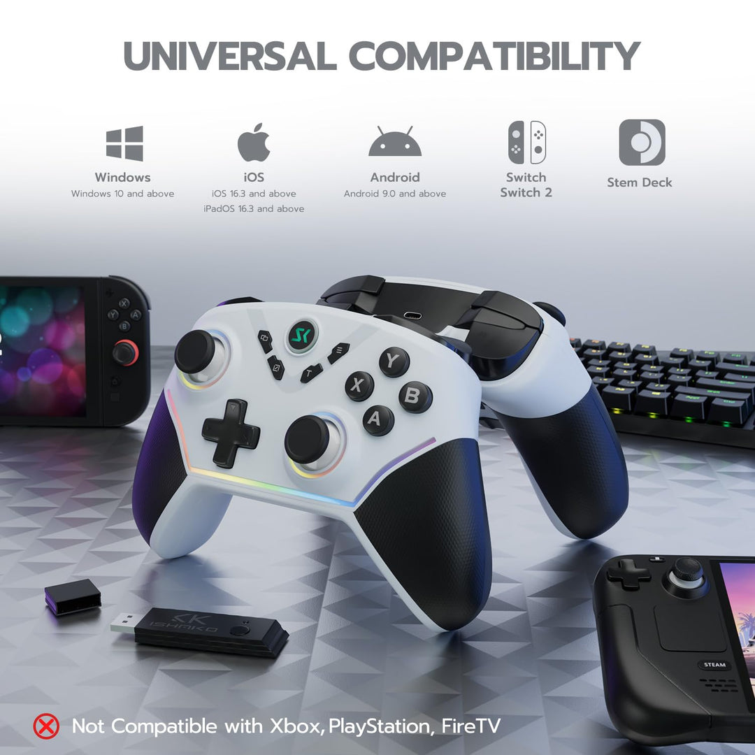 CHENGDAO 2,4G kabelloser Controller für PC/Windows/Switch/OLED/Lite/Android, Gamepad mit Hall-Effekt