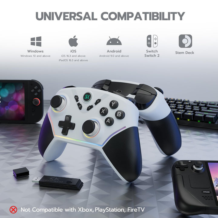 CHENGDAO 2,4G kabelloser Controller für PC/Windows/Switch/OLED/Lite/Android, Gamepad mit Hall-Effekt