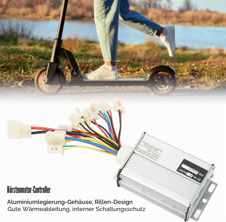 Alomejor Elektroroller 48V 1000W Controller mit Kabelbaum, Bürstenmotor-Steuerbox für EBike
