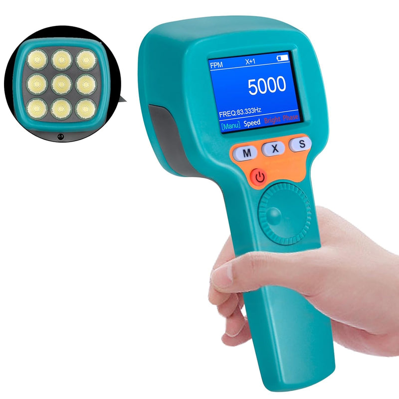 LED Stroboskop Drehzahlmesser, Berührungslose Strobe Tachometer 60~999999RPM,1500LUX, 0,001% hohe Ge