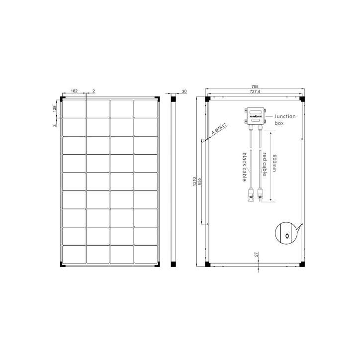 enjoy solar® 210W 12V Monokristallines Solarmodul, 182mm Solarzellen 10 Busbars Solarpanel ideal für