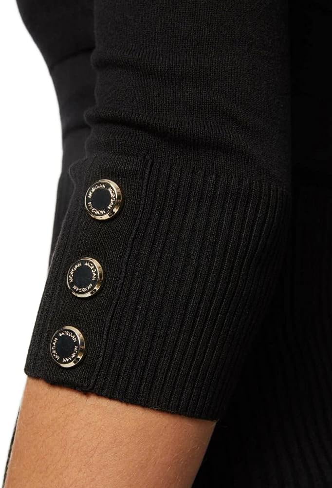 Morgan Damen Trico Kleid mit Langen Ärmeln, 212 Rmto Robe L Schwarz, L Schwarz