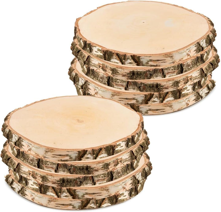 Grosse Holzscheiben zum Basteln oder Dekorieren - 10 Stück naturbelassene Baumscheiben ca. 25 cm (23