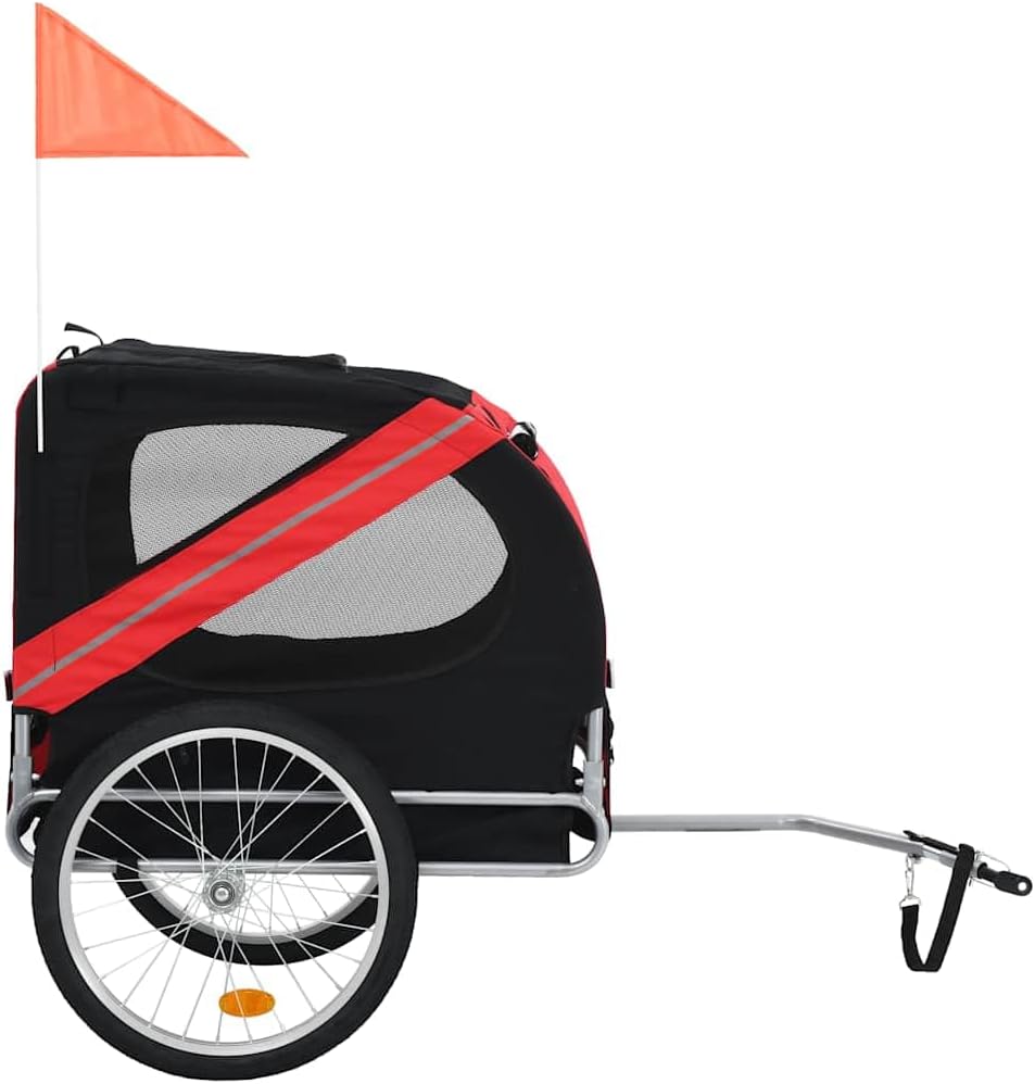 vidaXL Fahrradanhänger für Hunde Hundetransporter Hundeanhänger Fahrrad Anhänger Rot,Schwarz, Rot,Sc