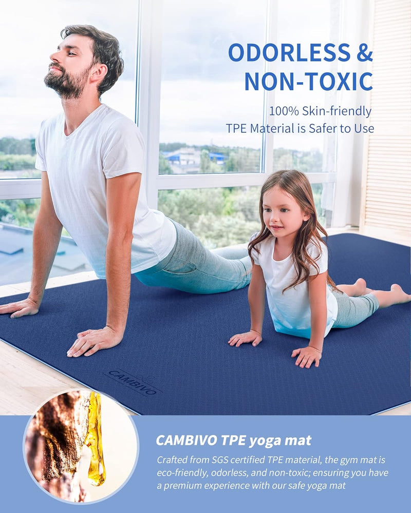 CAMBIVO Yogamatte XXL, Yoga Matte 183cm x 122cm x 6mm, Sportmatte Fitnessmatte Rutschfest, TPE Gymna