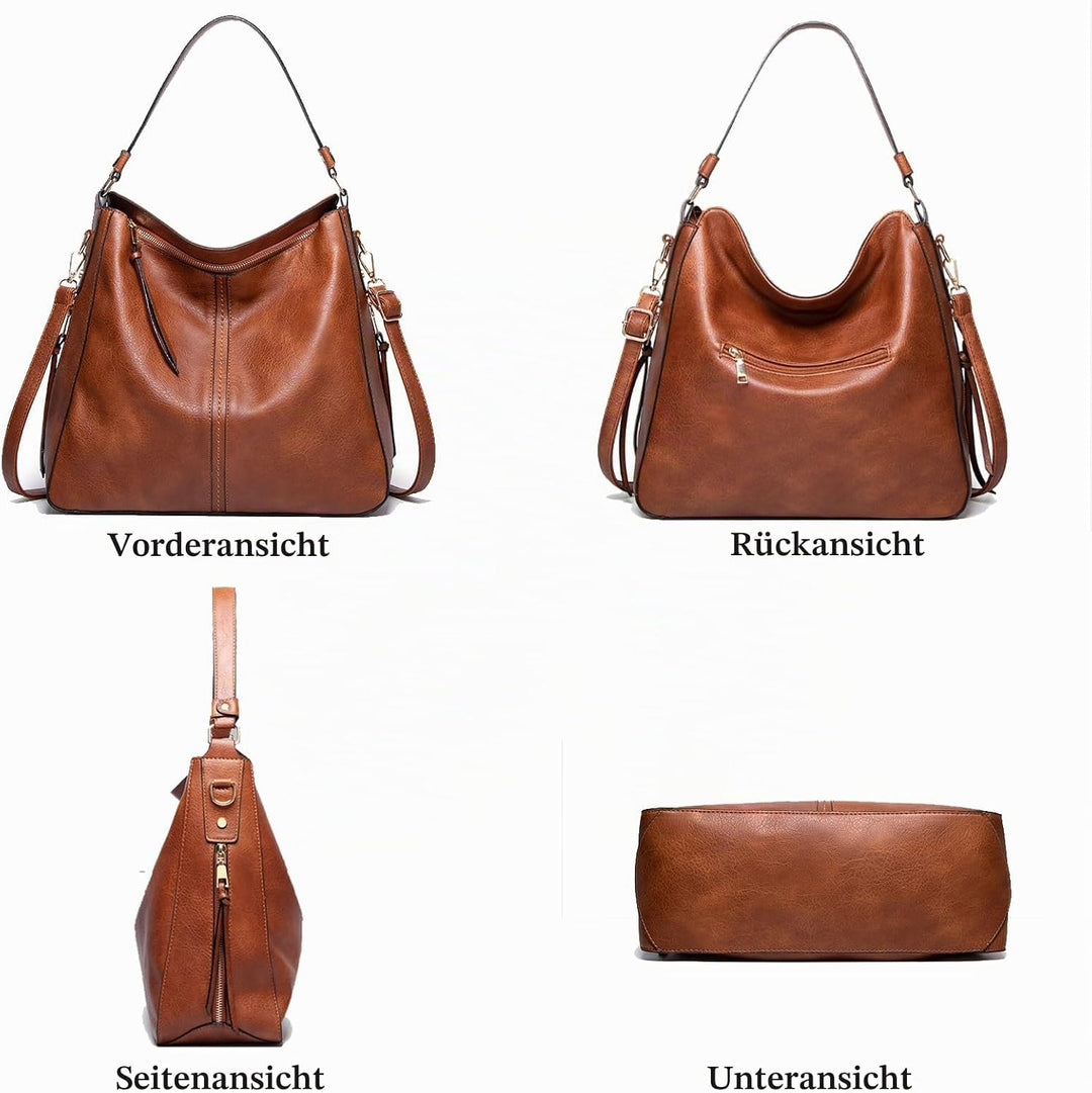 BestoU Handtasche Damen Schwarz Gross Leder Gross Tasche Umhängetasche Schultertasche Shopper Henkel