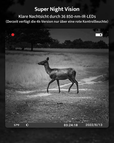 usogood Jagdkamera, Nachtsicht 36 Megapixel 4k HD Jagdkamera, IR Nachtsicht Tierfalle Kamera mit 8 w