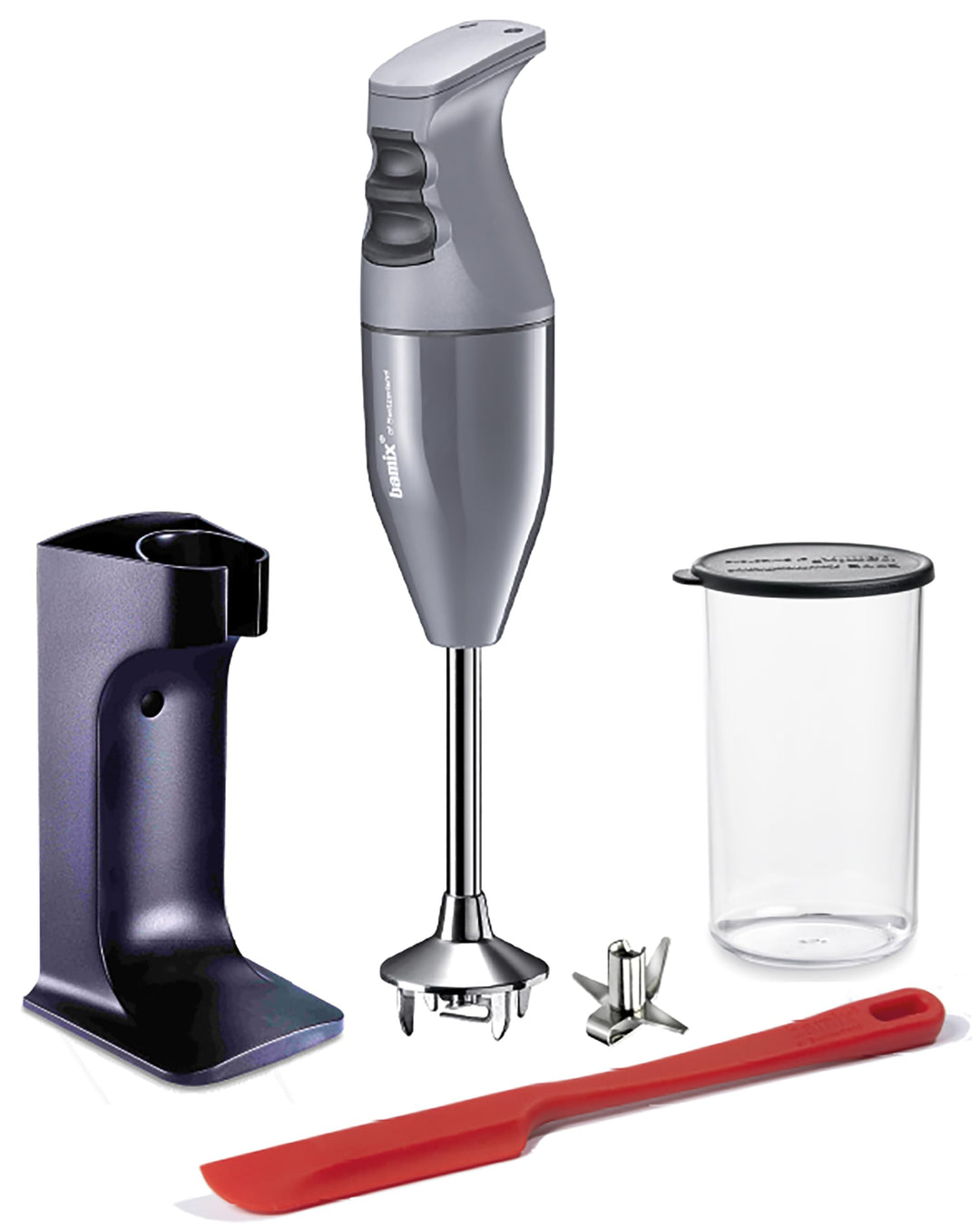 bamix Stabmixer Set EO180 CLASSIC PLUS inkl. Ständer, 1 Becher, 1 Multifunktionsmesser, Spachtel, 18
