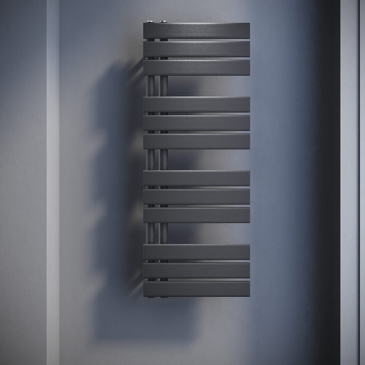 SONNI Badheizkörper Flach Handtuchtrockner 1038 x 400 mm Anthrazit Handtuchwärmer Seitenanschluss Pa