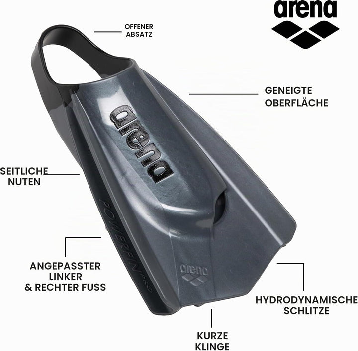 Arena Trainingsflosse Powerfin Pro II 44-46 Schwarz, 44-46 Schwarz