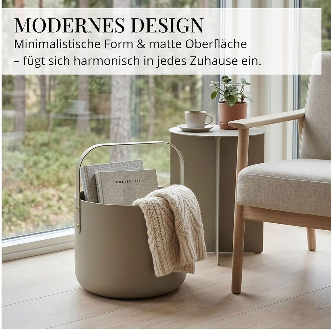 LIVLIG Design Kaminholzkorb Metall, Holzkorb für Kaminholz mit Henkel, Grosser Korb für Kaminholz 36