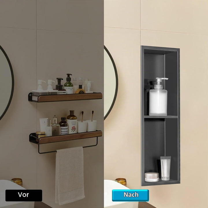 Wandnische Dusche,Wandnische Dusche Edelstahl,Wandnische Lagerung mit einem Regal,Duschnische 20 * 6