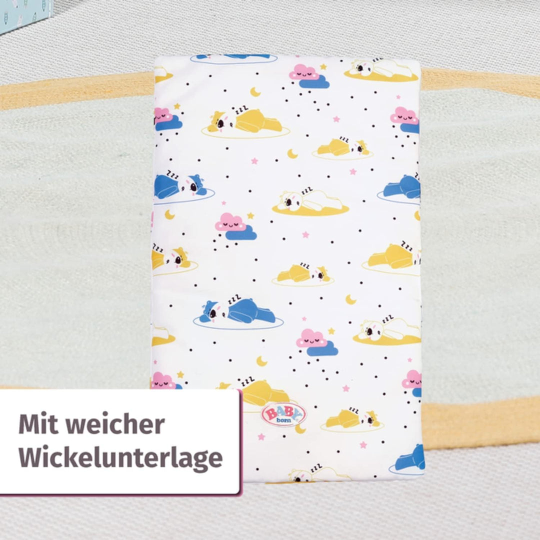 Zapf Creation 829998 BABY born rosa Wickeltisch mit Holz-Optik und abnehmbaren Tuch-Halter Single
