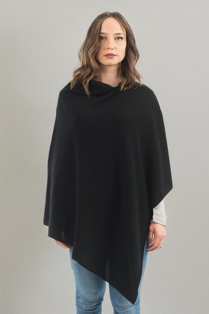 Dalle Piane Cashmere - Poncho aus Kaschmir-Gemisch - Made in Italy - Damen Einheitsgrösse Schwarz, E