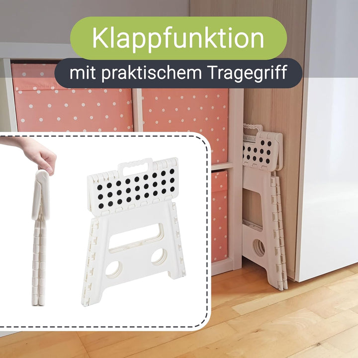 ZOLLNER Tritthocker faltbar - Klapphocker für Kinder und Erwachsene bis 120kg - Anti-Rutsch-Beschich