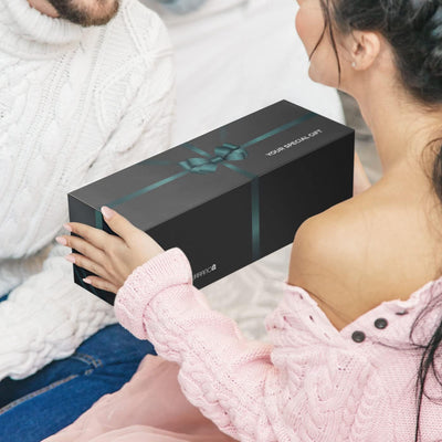 Maverton Wein Geschenkbox für 0,7L Weinflasche + Aufdruck + 4er Weinzubehör - Weinset aus Bambus - 3