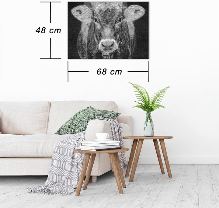 Ulmer Puzzleschmiede - Puzzle „Allgäu“ - Originelles 1000 Teile Kuh-Puzzle – Portrait der Kuh als st