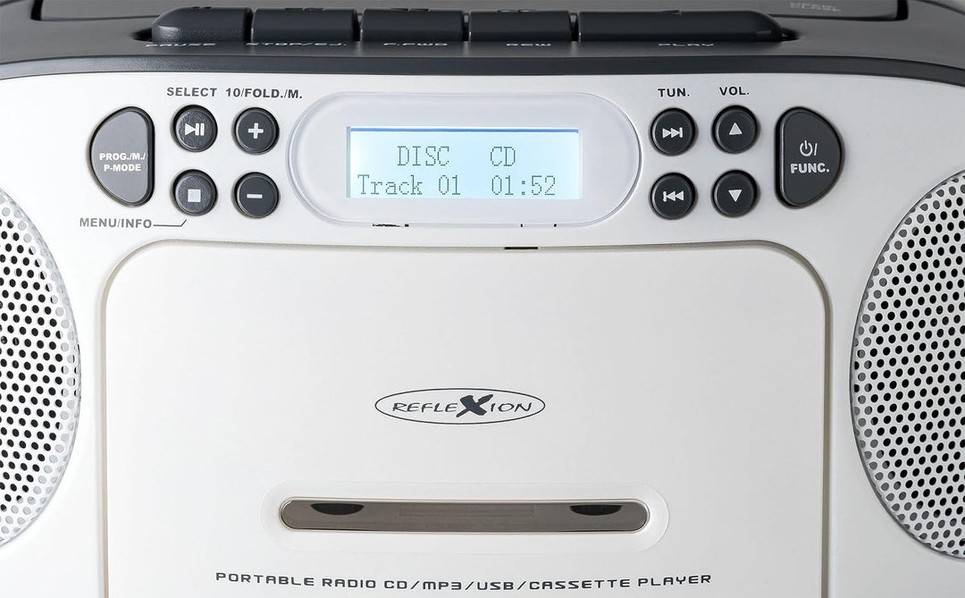 REFLEXION CD-Radio DAB+, DAB, UKW AUX, CD, DAB+, Kassette, UKW, USB Weiss, Grau, RCR2260DAB/GR mit D