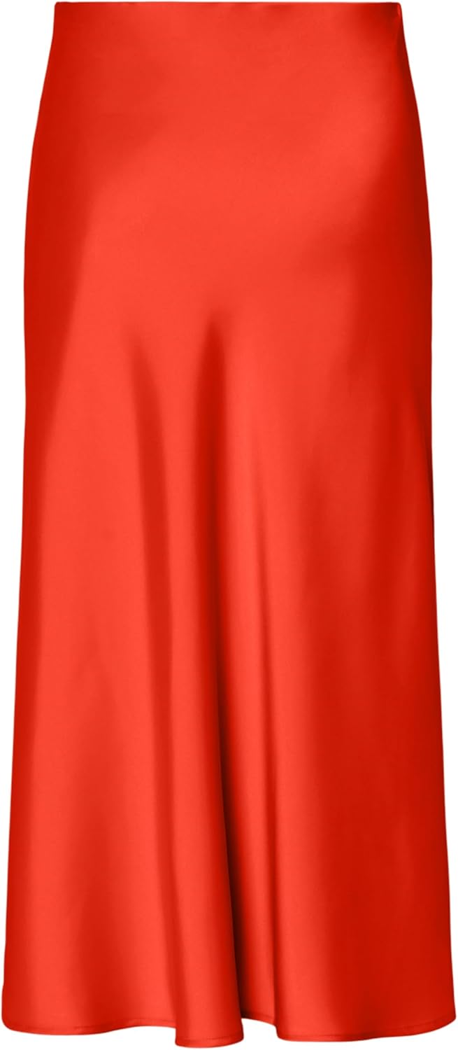 YAS Damen Yaspella Hw Midi Skirt S. Noos, S Cherry Tomato