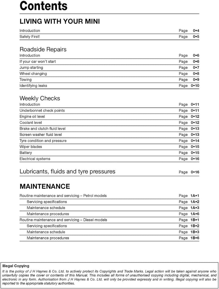 Mini Petrol & Diesel (Nov 06 -13) 56 to 13: 2006-2013