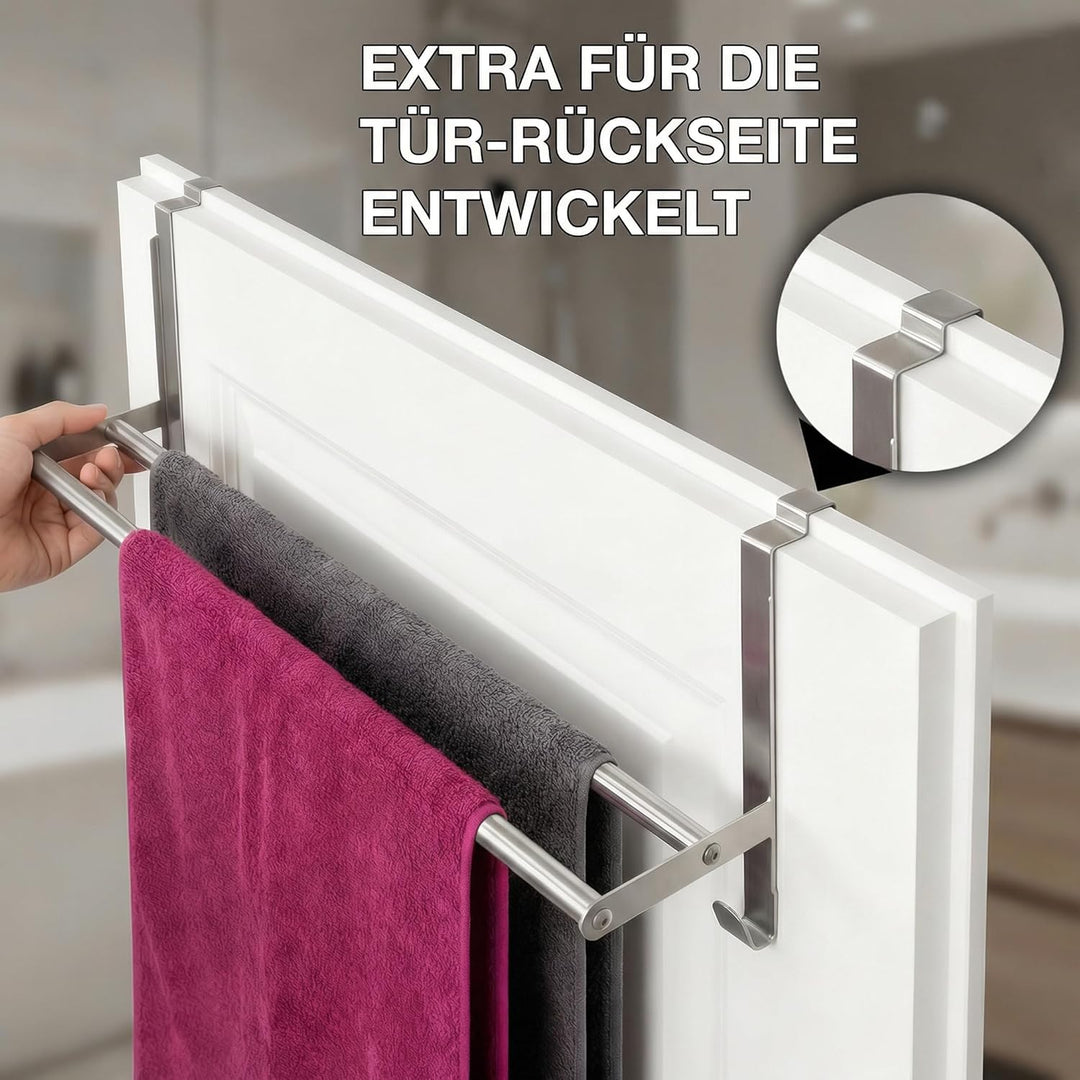 MDCASA Premium Handtuchstange Rückseite I Handtuchhalter ohne Bohren &amp; verstellbar inkl. Kratzschutz
