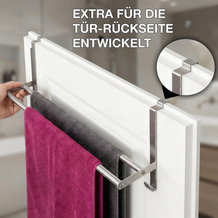 MDCASA Premium Handtuchstange Rückseite I Handtuchhalter ohne Bohren &amp; verstellbar inkl. Kratzschutz