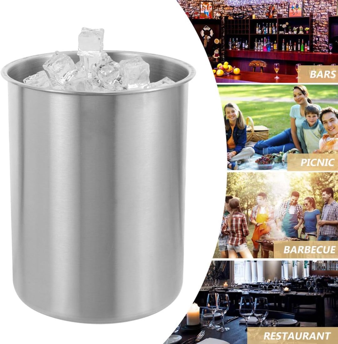 Cabilock Edelstahl Eiswürfelbehälter Eiskühlkübel Für Bar Aufbewahrungshalter Für Wein Und Bier Glat