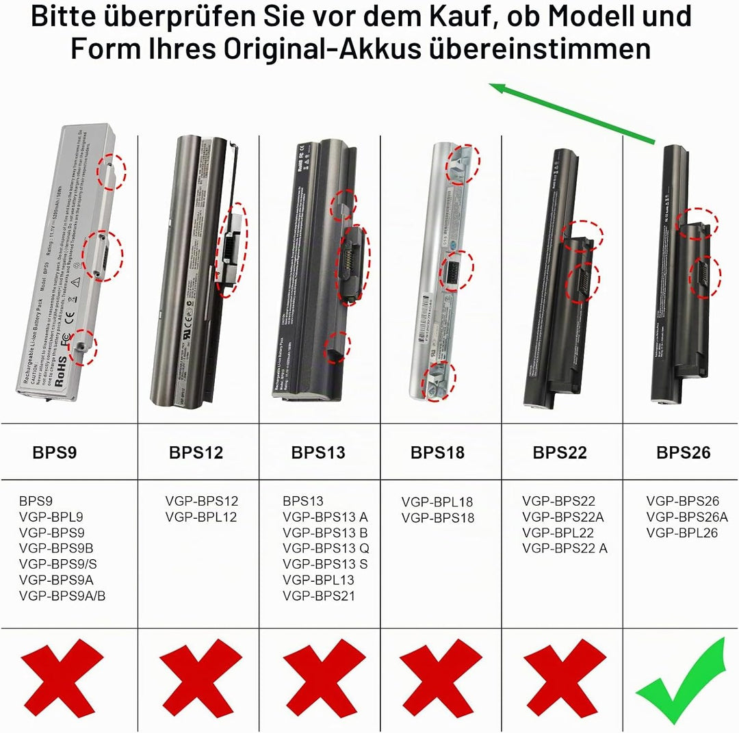 ARyee 5200mAh Akku für Sony Vaio PCG-61 PCG-61713M PCG-61714M PCG-91 PCG-91211M SVE15 SVE1511C5E SVE