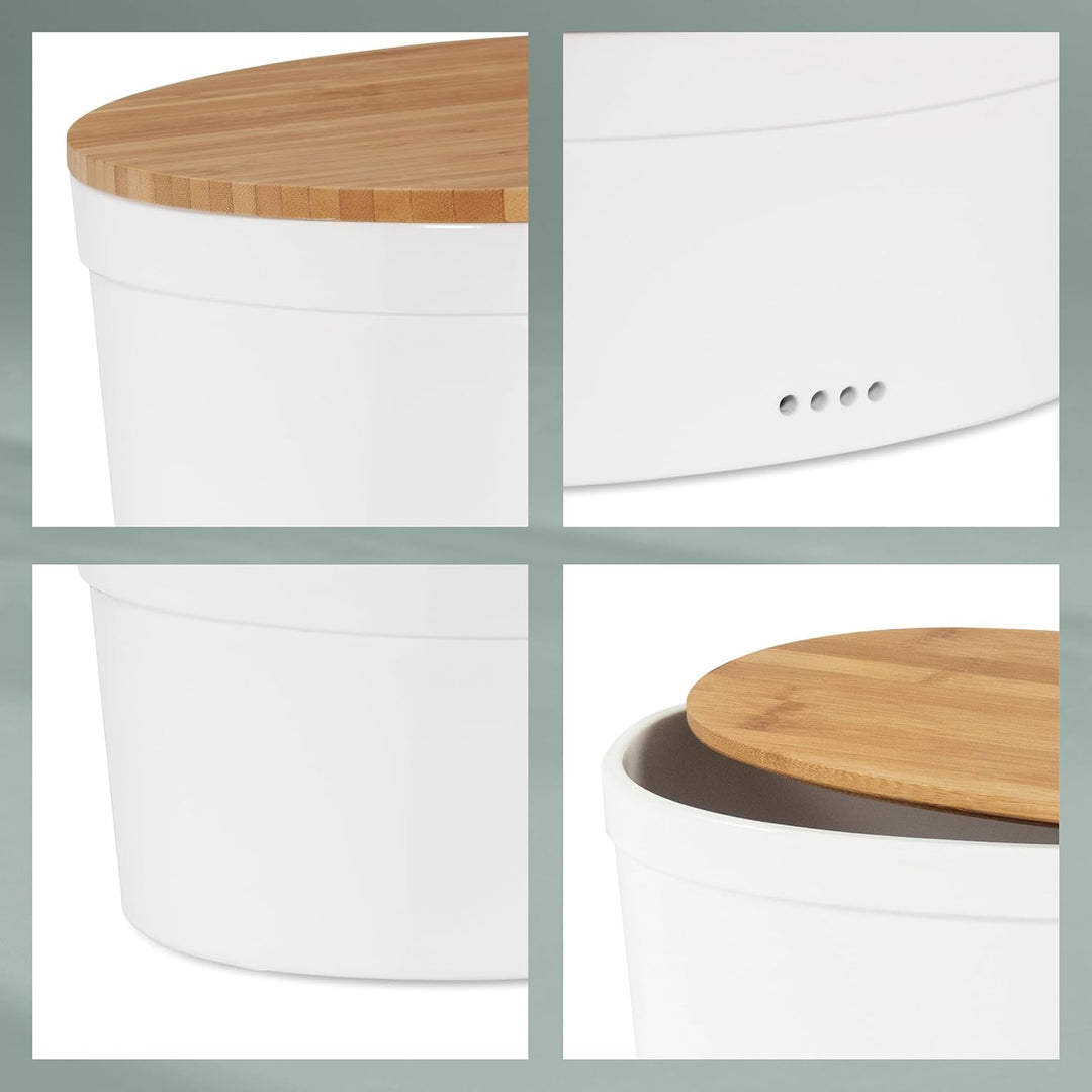 kela Keramik Brotkasten mit Lüftungslöcher 36,5x23,5x14cm, Brotbox Keramik, SALENA, Brottopf weiss,