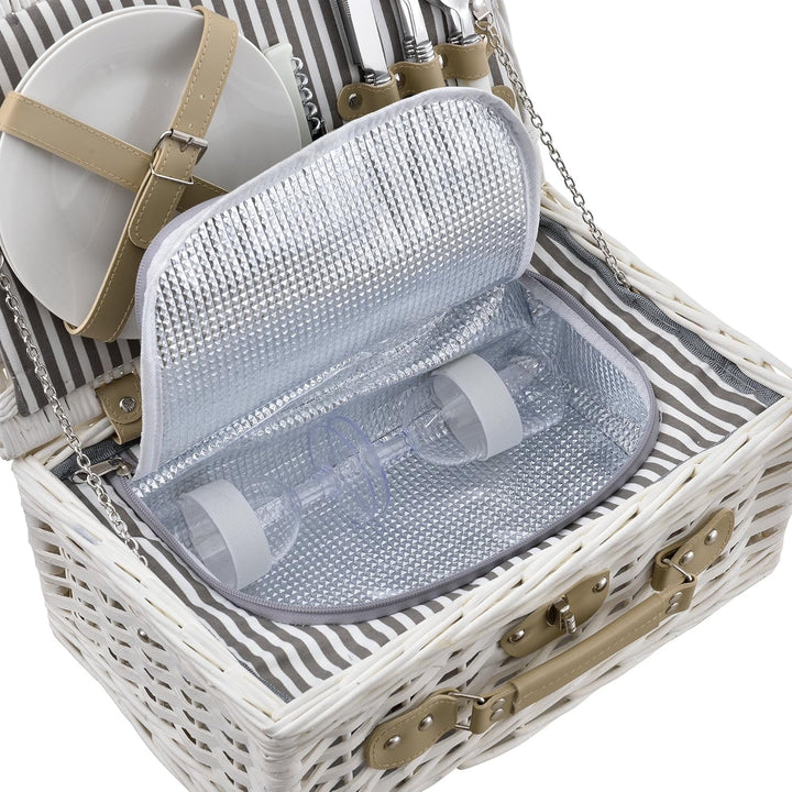 casa.pro Picknickkorb für 2 Personen Picknick-Set mit Kühltasche inkl. Geschirr Besteck Korkenzieher