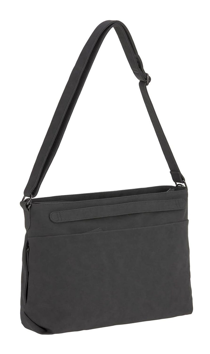 LÄSSIG Baby Wickeltasche Umhängetasche mit Zubehör veganes Leder/Tender Shoulder Bag anthracite, Ant