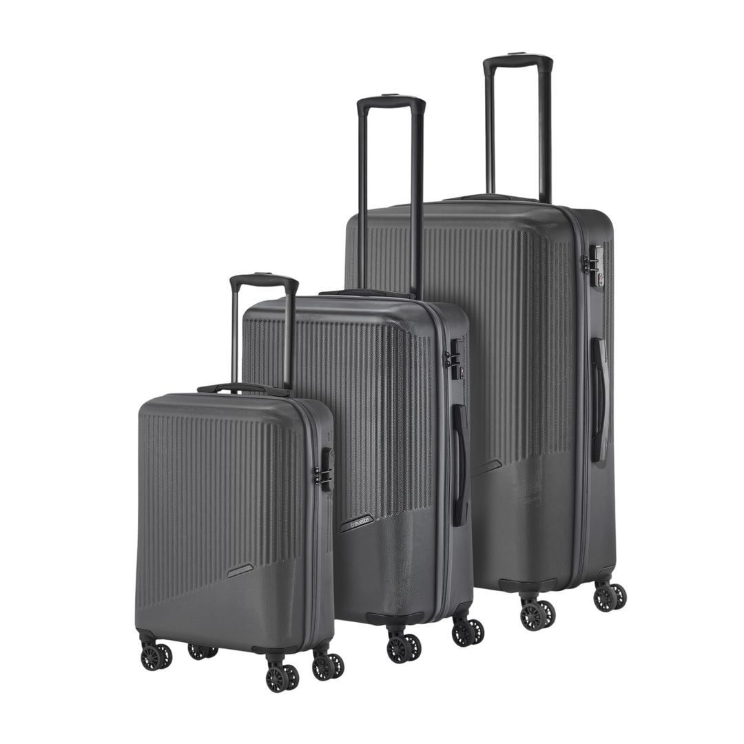 travelite 4-Rad Koffer Set 3 teilig Grössen L/M/S, Gepäck Serie BALI: ABS Hartschalen Trolleys mit T