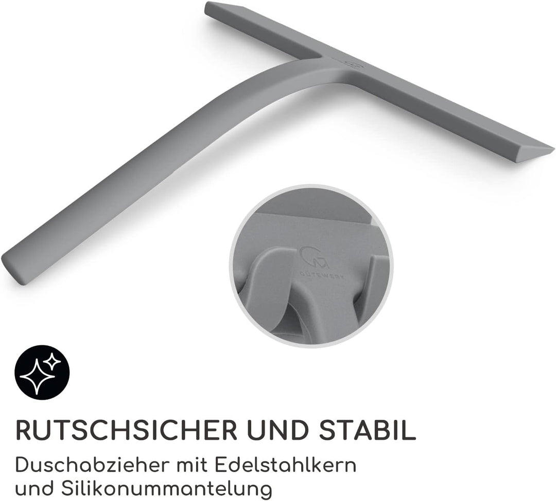 Gütewerk Duschabzieher, Silikon-Abzieher Dusche, Hygienischer Abzieher für Badezimmer, Duschwand & F