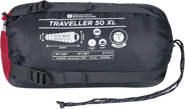 Mountain Warehouse Traveller 50 Schlafsack XL – Winddichter, Atmungsaktiver und Leichter Schlafsack