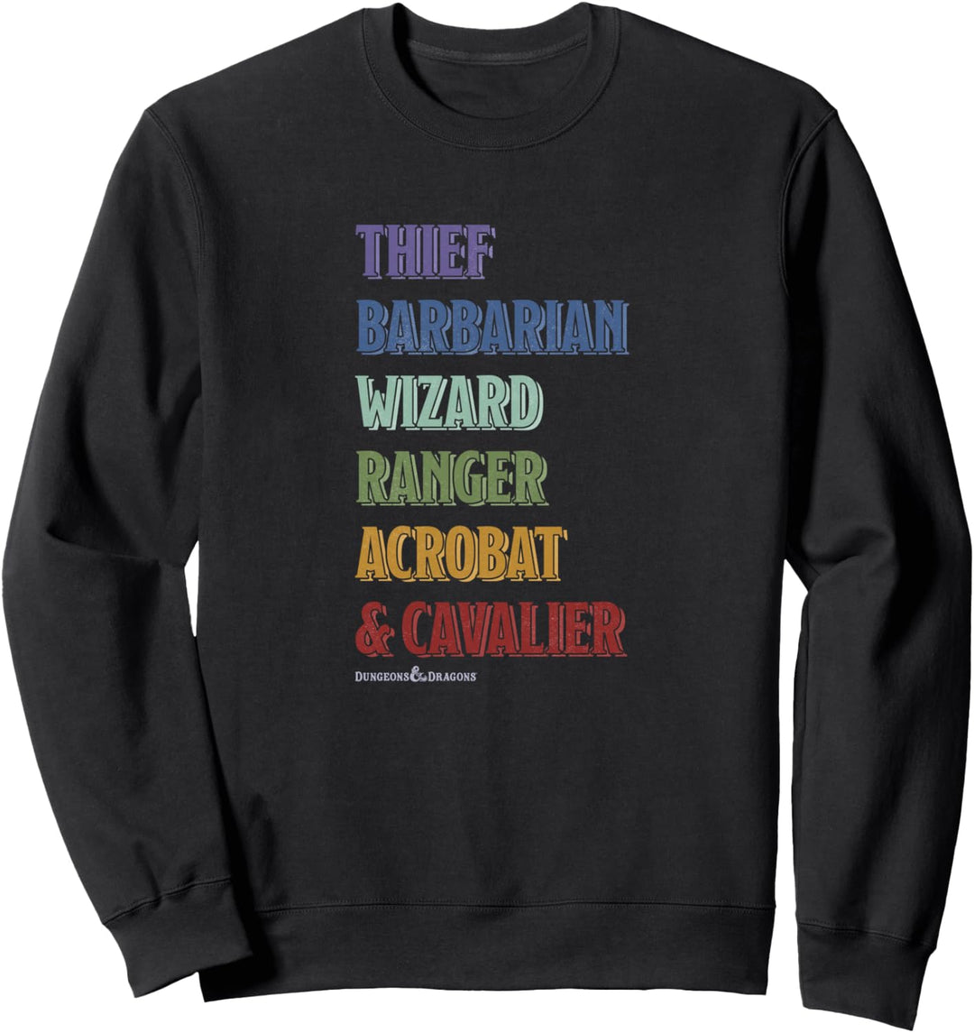 Dungeons &amp; Dragons Class Rainbow Text Stack Sweatshirt